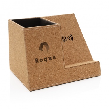 Logotrade promotional gift image of: Cork pen holder and 5W wireless charger