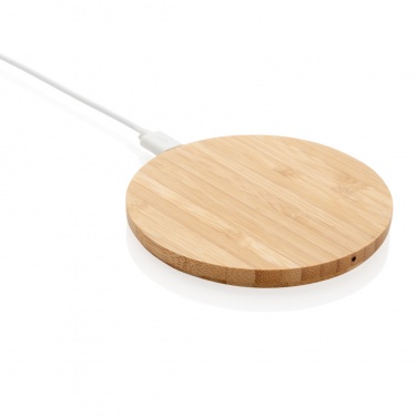 Logotrade promotional gift picture of: Bamboo 5W round wireless charger