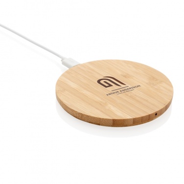 Logotrade advertising product picture of: Bamboo 5W round wireless charger