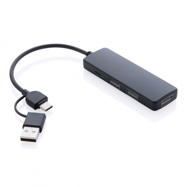 Logotrade promotional product picture of: RCS recycled plastic USB hub with dual input