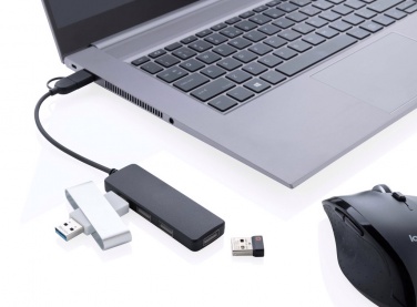 Logo trade promotional gift photo of: RCS recycled plastic USB hub with dual input