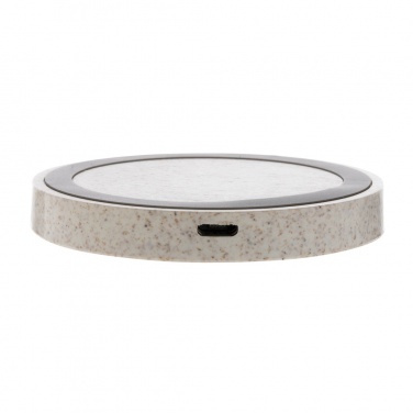 Logotrade corporate gift image of: Wheat Straw 5W round wireless charging pad