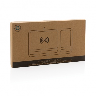Logo trade corporate gifts picture of: Bamboo desk organiser 10W wireless charger