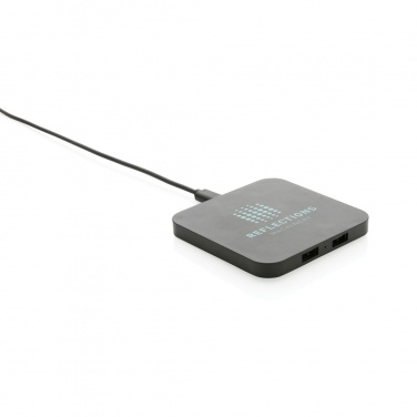 Logo trade advertising product photo of: RCS recycled plastic 10W Wireless charger with USB Ports