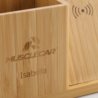 Logo trade promotional products image of: Calgary bamboo 10W wireless charger