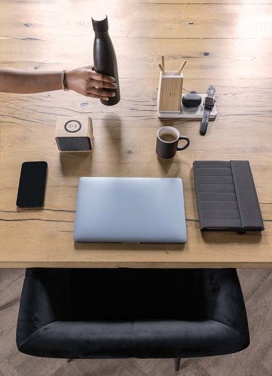 Logo trade promotional giveaways image of: Ontario recycled plastic & bamboo 3-in-1 wireless charger