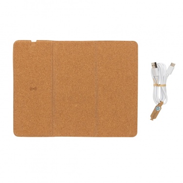 Logo trade advertising products image of: 10W wireless charging cork mousepad and stand