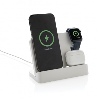 Logo trade corporate gifts image of: Joltz RCS recycled plastic dual 15W charger with iWatch slot