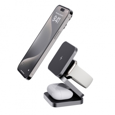 Logo trade promotional merchandise photo of: Terra RCS recycled aluminum foldable 3 in 1 15W charger