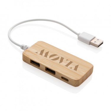 Logo trade promotional giveaways picture of: Bamboo hub with Type-C