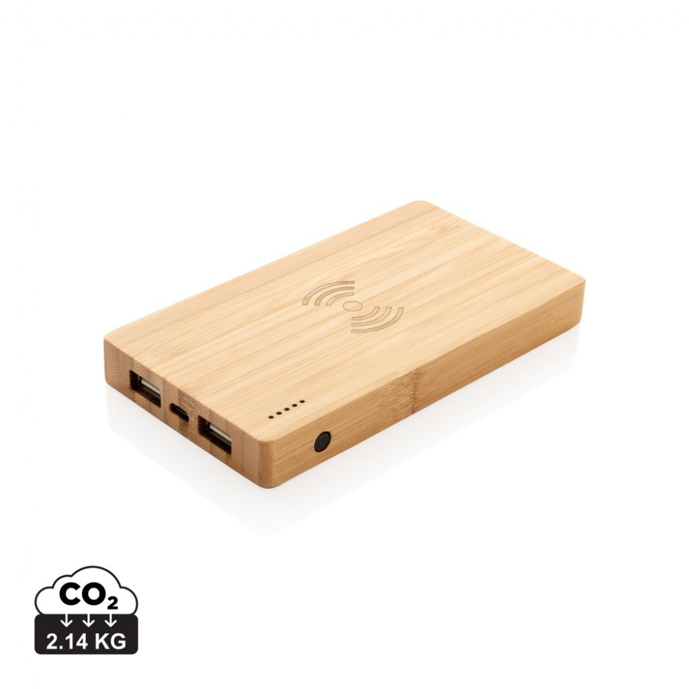 Logo trade corporate gift photo of: Bamboo 4.000 mAh wireless 5W Powerbank