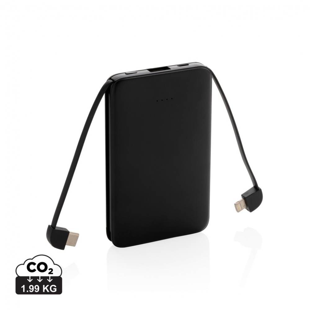 Logotrade business gifts photo of: 5.000 mAh Pocket Powerbank with integrated cables