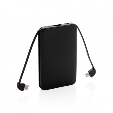 Logo trade promotional items image of: 5.000 mAh Pocket Powerbank with integrated cables