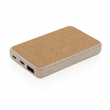 Logo trade business gifts image of: Cork and Wheat 5.000 mAh pocket powerbank