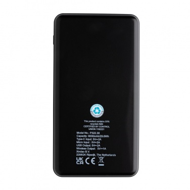 Logotrade promotional item picture of: RCS recycled plastic 8000 mAh Wireless Powerbank