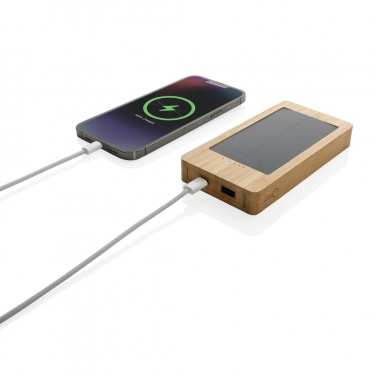 Logotrade promotional gift picture of: Sunwick 10.000 mAh Bamboo solar powerbank