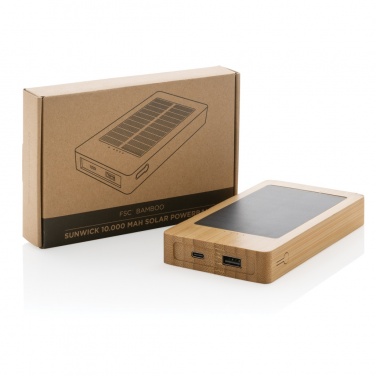 Logotrade promotional item picture of: Sunwick 10.000 mAh Bamboo solar powerbank