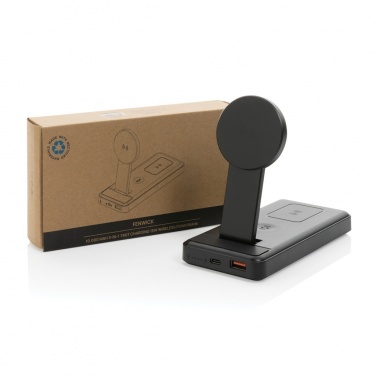 Logo trade promotional gift photo of: Fenwick RCS recycled plastic 10000mah  3 in 1 fast powerbank