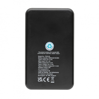 Logotrade promotional item picture of: RCS recycled plastic 5.000 mAh 5W wireless powerbank