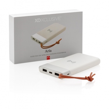 Logo trade advertising products image of: Aria 8.000 mAh 5W wireless charging powerbank