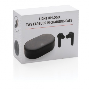 Logo trade promotional giveaways picture of: Light up logo TWS earbuds in charging case