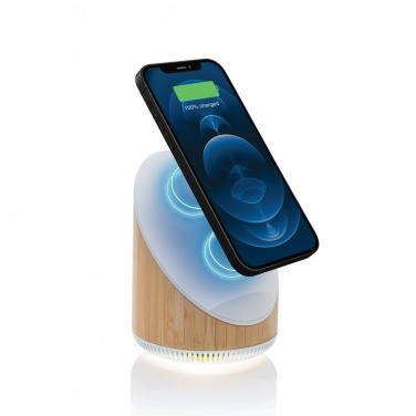 Logotrade promotional merchandise picture of: Ovate bamboo 5W speaker with 15W wireless charger