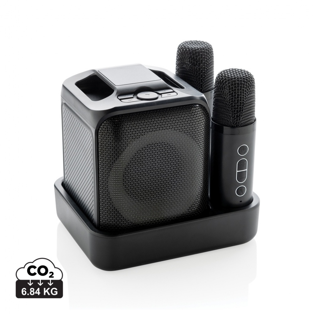 Logo trade promotional item photo of: Singvibe RCS recycled plastic karaoke set with double mic