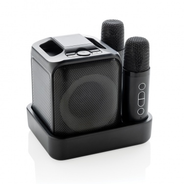 Logo trade business gifts image of: Singvibe RCS recycled plastic karaoke set with double mic