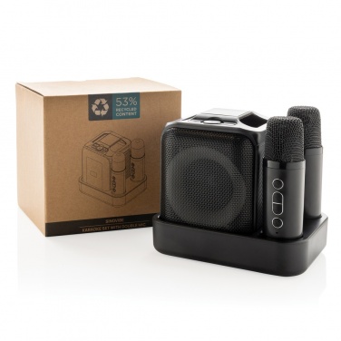 Logotrade promotional item picture of: Singvibe RCS recycled plastic karaoke set with double mic