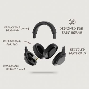 Logotrade promotional product image of: Irvine RCS recycled and repairable ANC wireless headphone