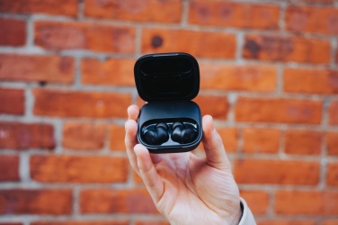Logo trade promotional item photo of: Lakewood RCS recycled and repairable wireless earbuds