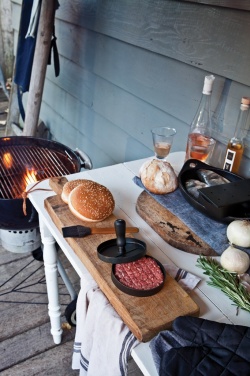 Logo trade promotional merchandise image of: BBQ set with hamburger press and brush