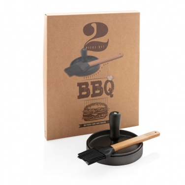 Logo trade business gift photo of: BBQ set with hamburger press and brush