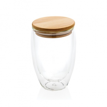 Logotrade advertising product picture of: Double wall borosilicate glass with bamboo lid 350ml