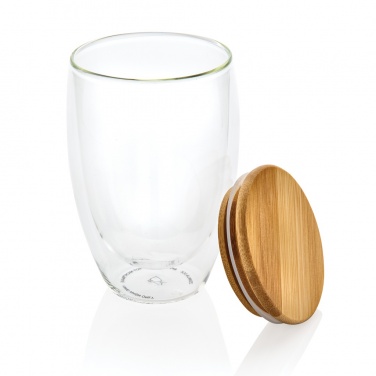 Logotrade promotional product image of: Double wall borosilicate glass with bamboo lid 350ml