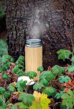 Logo trade promotional products image of: Leak proof bamboo vacuum bottle