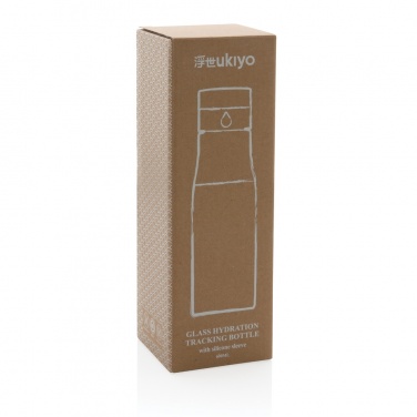 Logotrade business gift image of: Ukiyo glass hydration tracking bottle with sleeve
