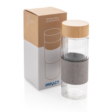 Logo trade promotional giveaways picture of: Impact double wall borosilicate glass bottle