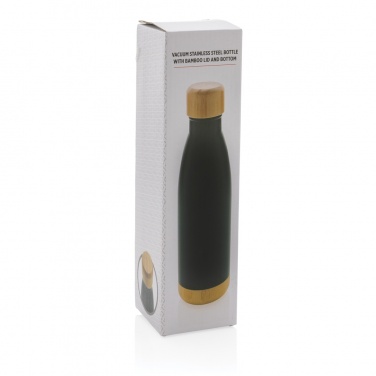 Logo trade corporate gift photo of: Vacuum stainless steel bottle with bamboo lid and bottom