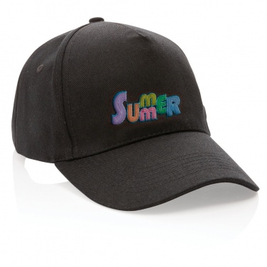 Logo trade promotional gifts image of: Impact 5panel 280gr Recycled cotton cap with AWARE™ tracer