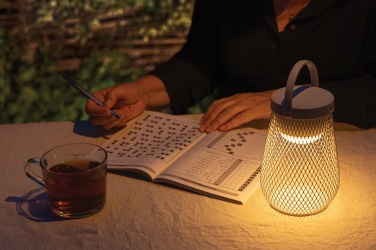 Logo trade business gift photo of: Aurora RCS recycled plastic USB re-chargeable table lamp