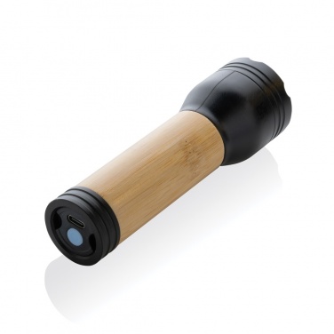 Logotrade promotional gift picture of: Lucid 3W RCS certified recycled plastic & bamboo torch