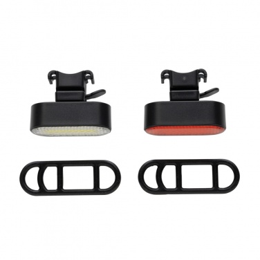 Logotrade advertising products photo of: Lumino RCS recycled plastic USB re-chargeable bike light set