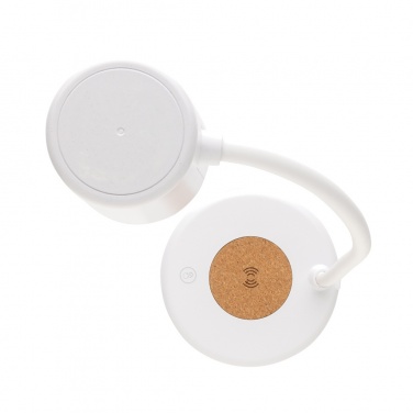Logotrade promotional product image of: Zenara RCS recycled plastic and cork 15W wireless desk lamp