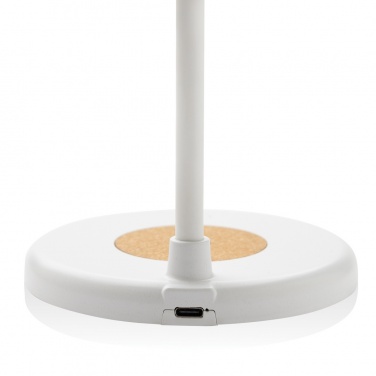 Logo trade business gift photo of: Zenara RCS recycled plastic and cork 15W wireless desk lamp
