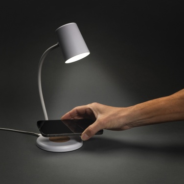 Logo trade promotional gift photo of: Zenara RCS recycled plastic and cork 15W wireless desk lamp