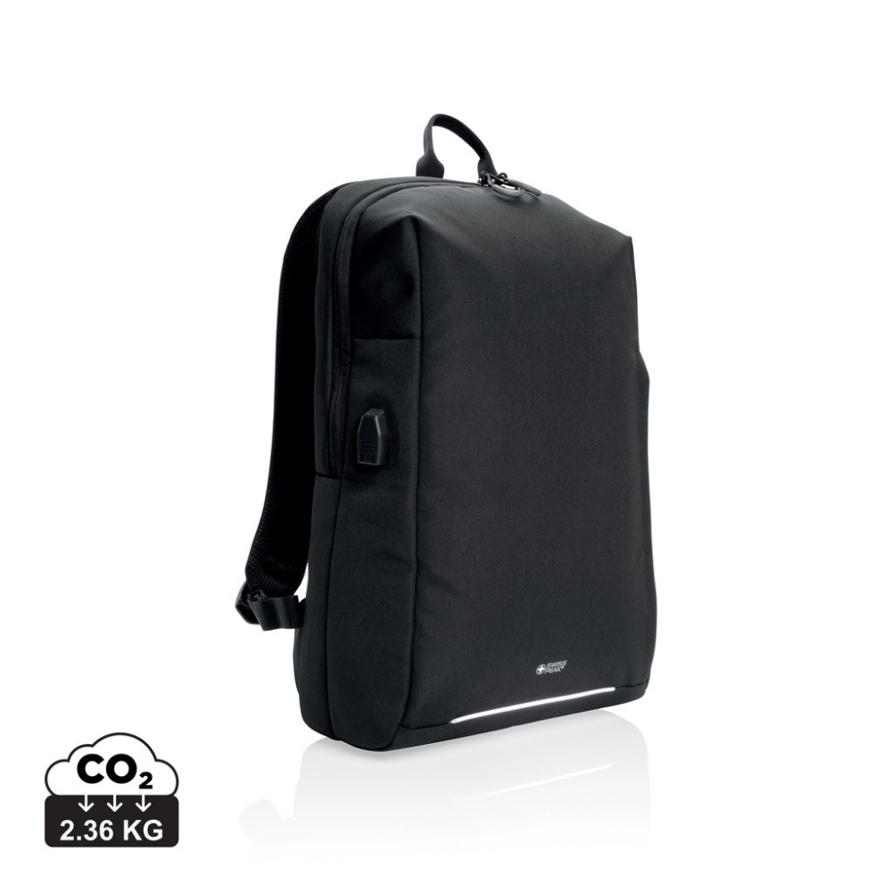 Logo trade promotional items image of: Swiss Peak AWARE™ RFID and USB A laptop backpack
