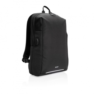 Logo trade corporate gifts image of: Swiss Peak AWARE™ RFID and USB A laptop backpack