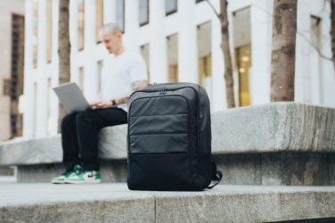 Logo trade promotional giveaways image of: Armond AWARE™ RPET 15.6 inch deluxe laptop backpack