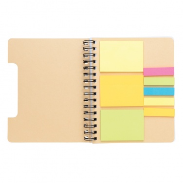 Logo trade promotional merchandise photo of: A5 Kraft spiral notebook with sticky notes